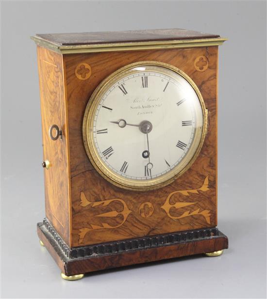 Alex Smart, South Audley Street, London. An early 19th century inlaid walnut eight day timepiece